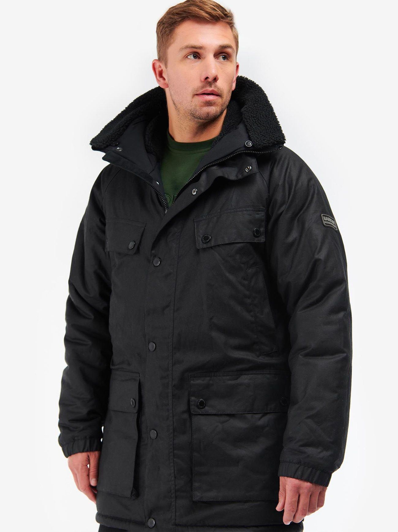 Barbour International Black Duke Parka Wax Jacket Designerwear