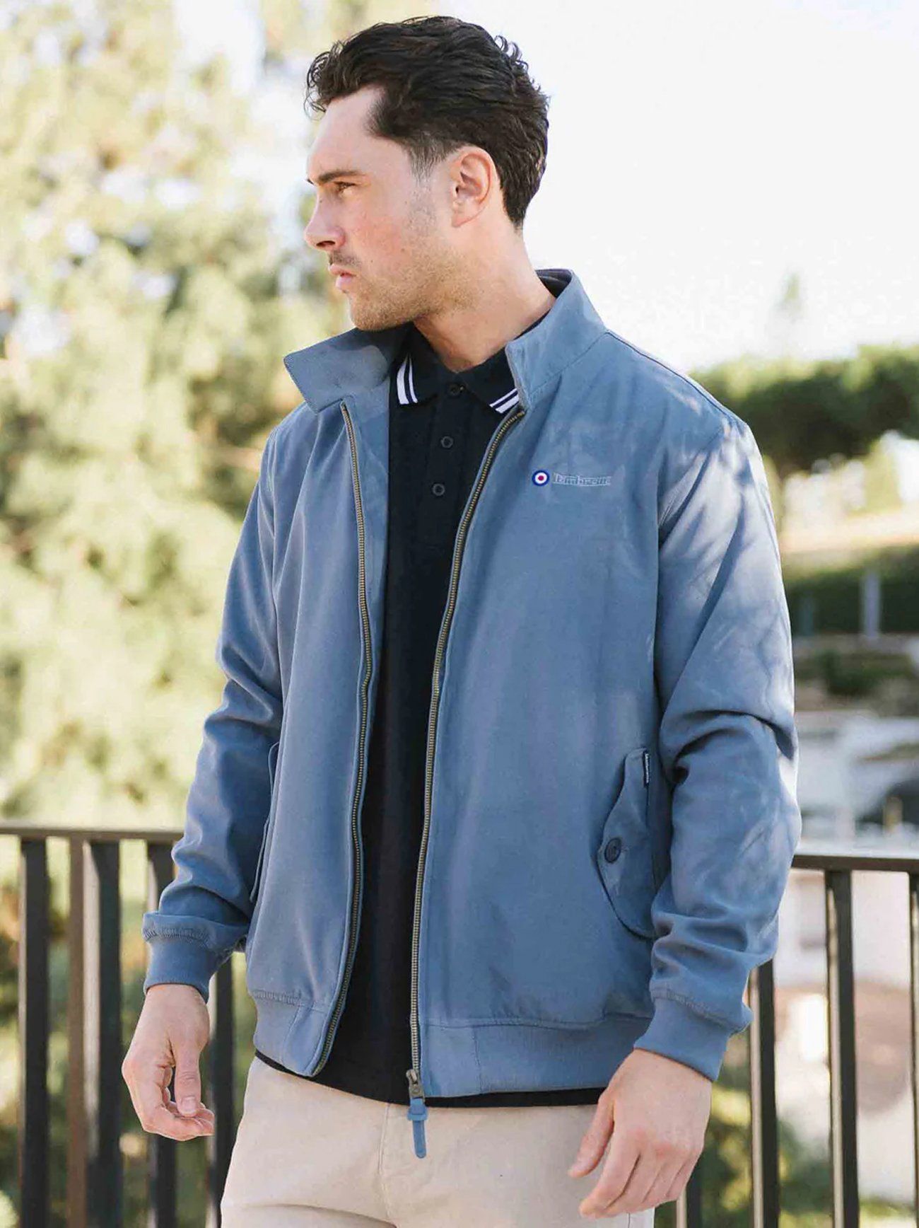 Lambretta Mens Mid Blue Shower Resistant Harrington Jacket