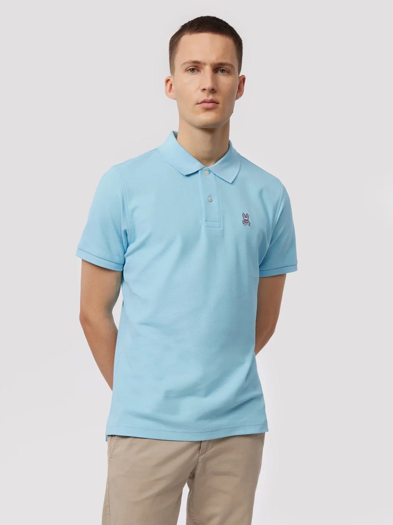 Psycho Bunny Mens Sky Blue Classic Pique Polo Shirt Designerwear