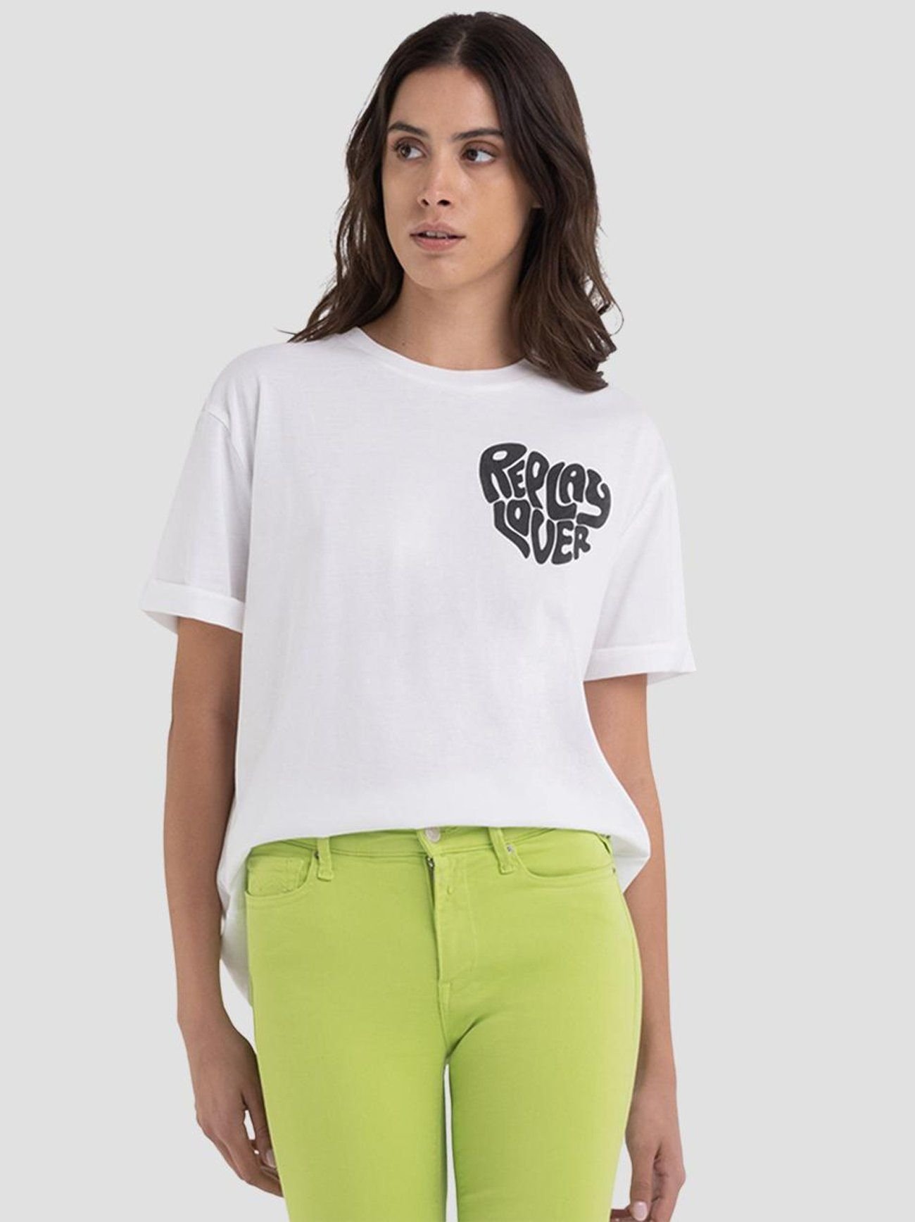 Replay White Printed Logo T-Shirt | Designerwear | Signup for an ...