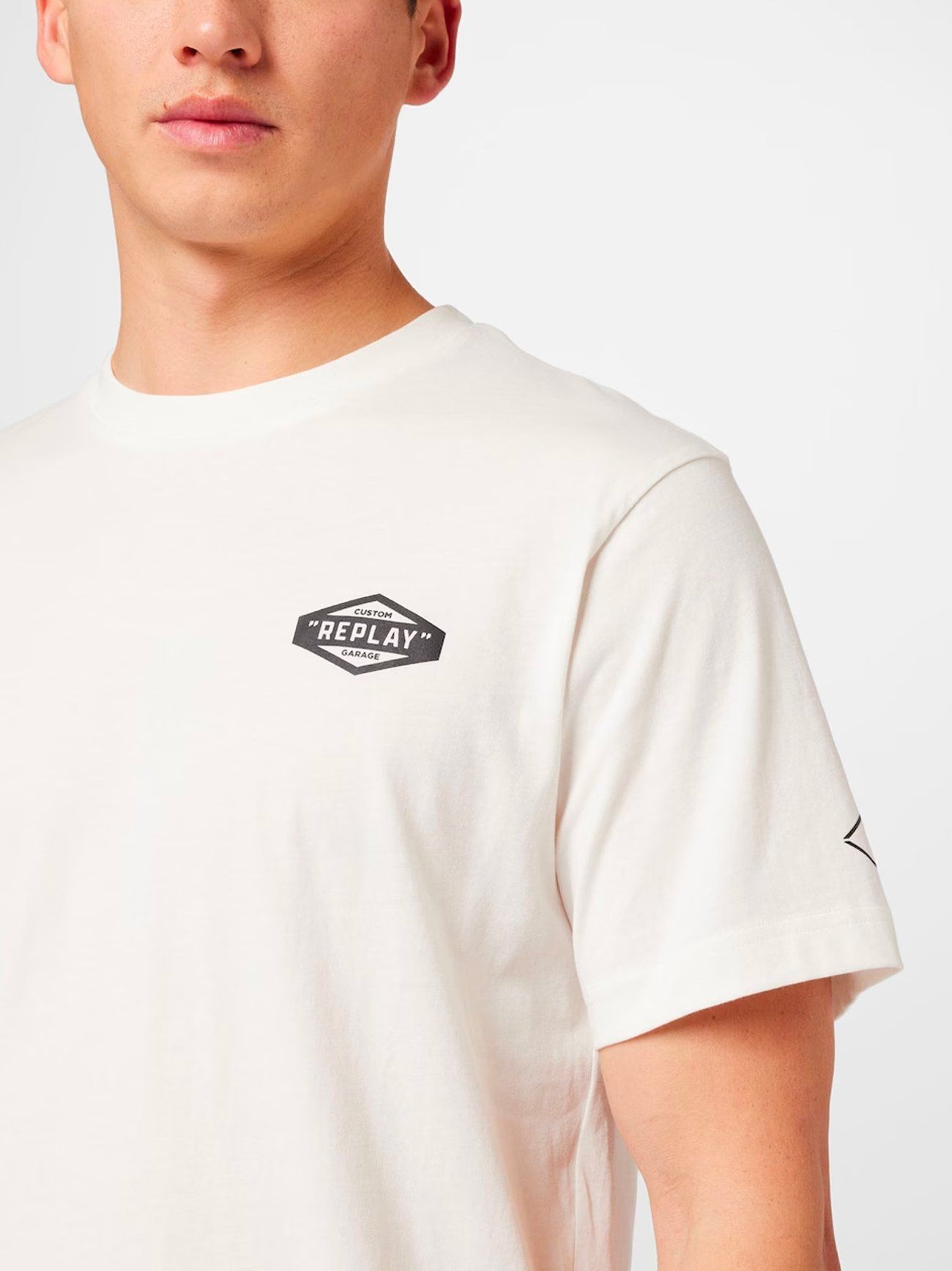 Replay Natural White Printed Logo T-Shirt | Designerwear | Signup for ...