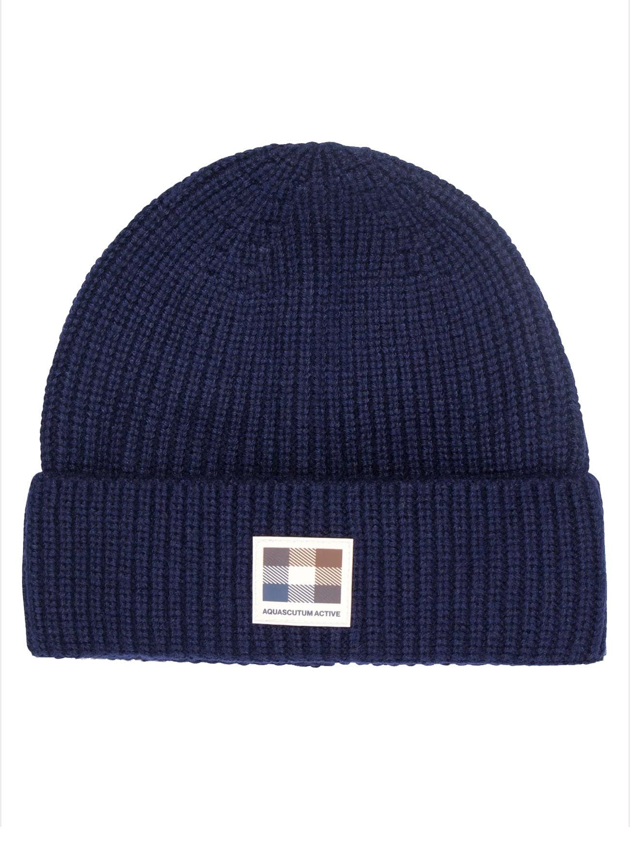 Aquascutum Mens Navy Active Patch Beanie Designerwear
