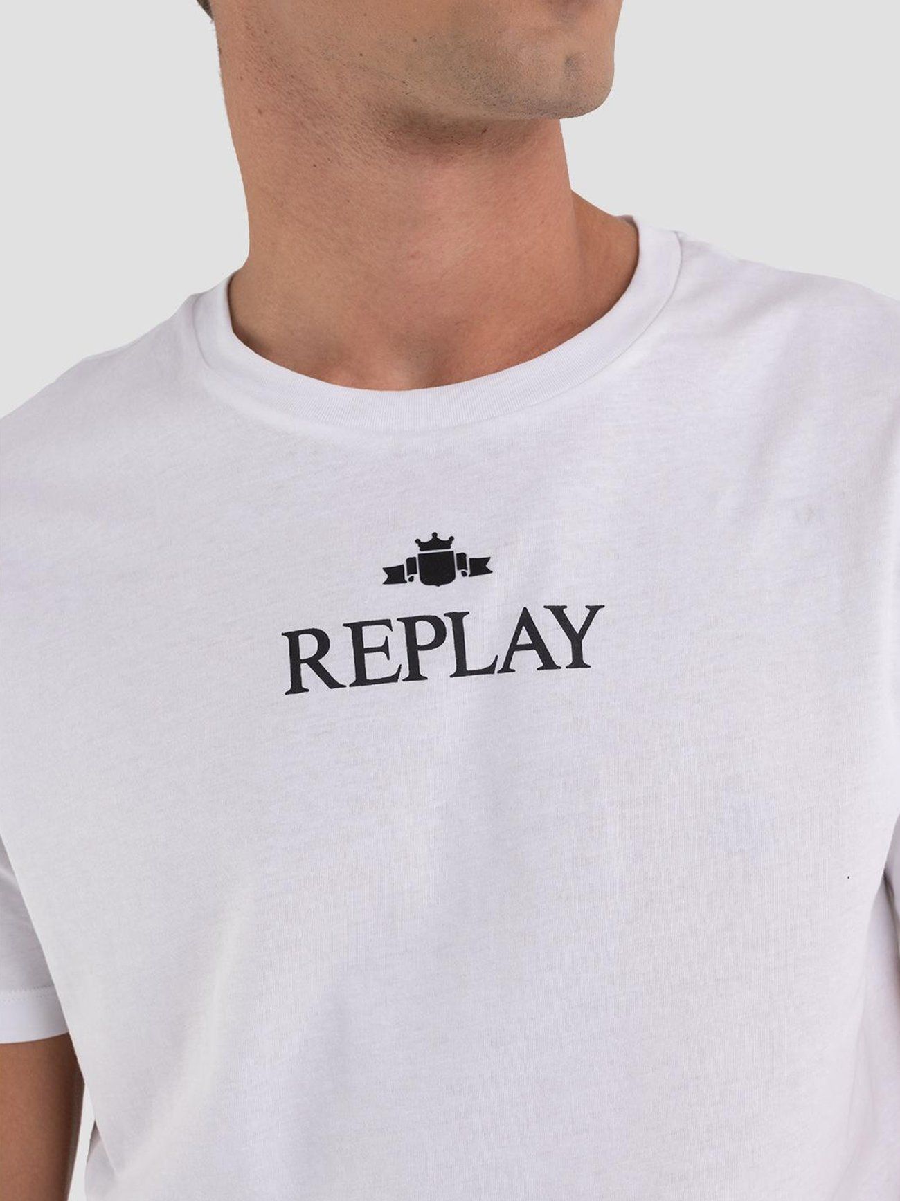 Replay White Printed Logo T-Shirt | Designerwear | Hassle Free Returns