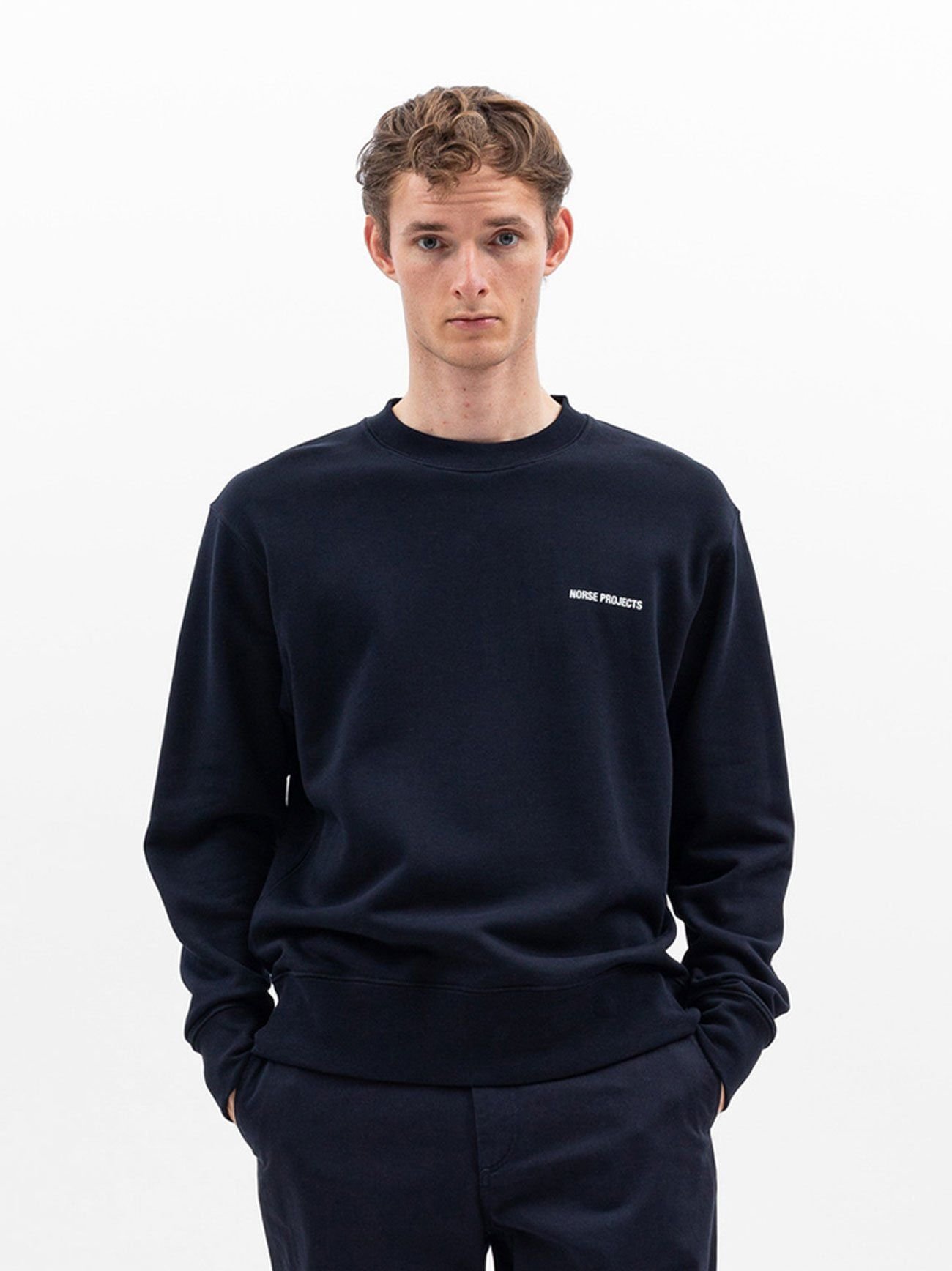 Norse Projects Mens Dark Navy Arne Logo Sweatshirt