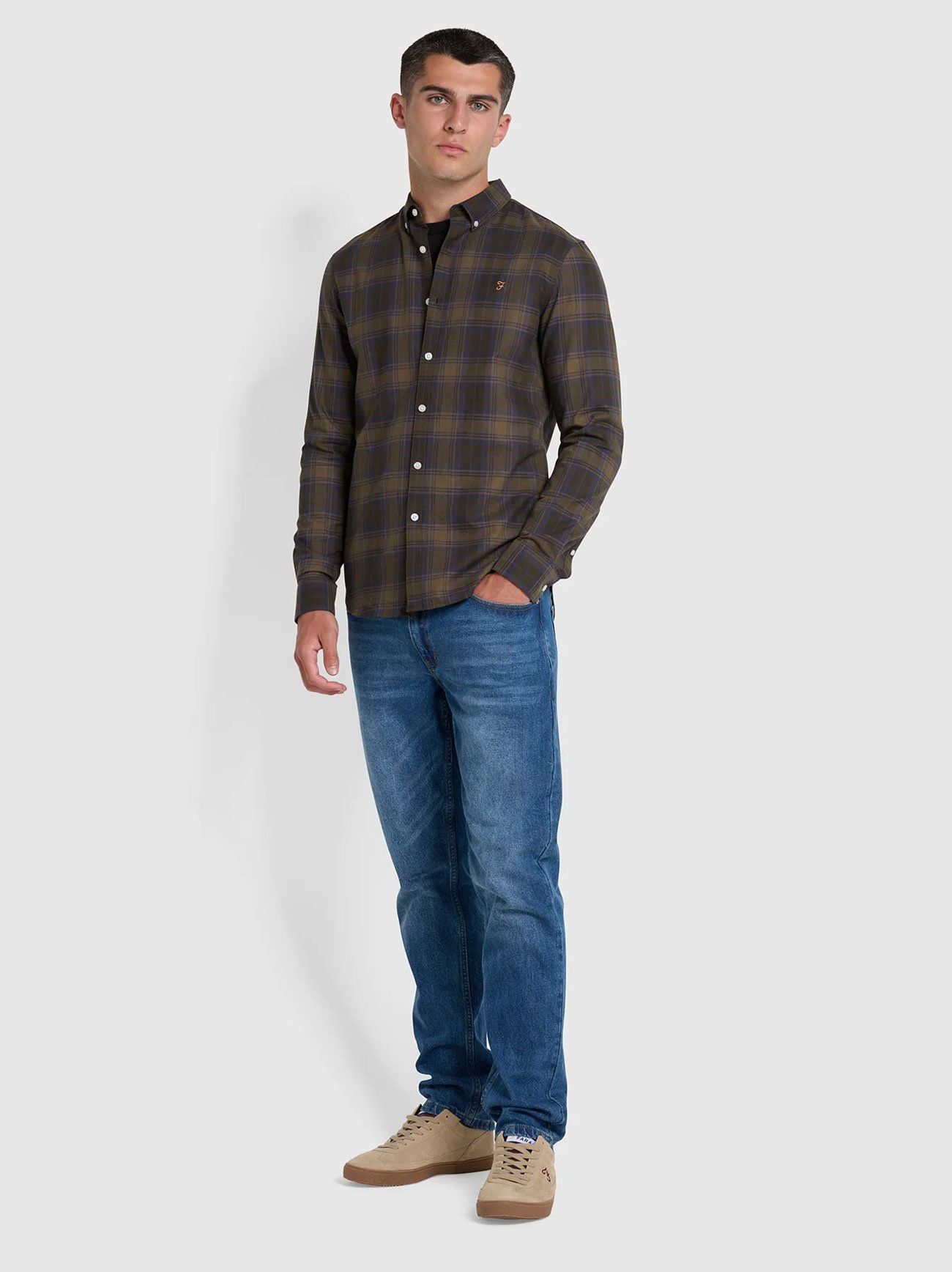 THE BREWER / Mens Bleached Long Sleeve Simple Sweatshirt