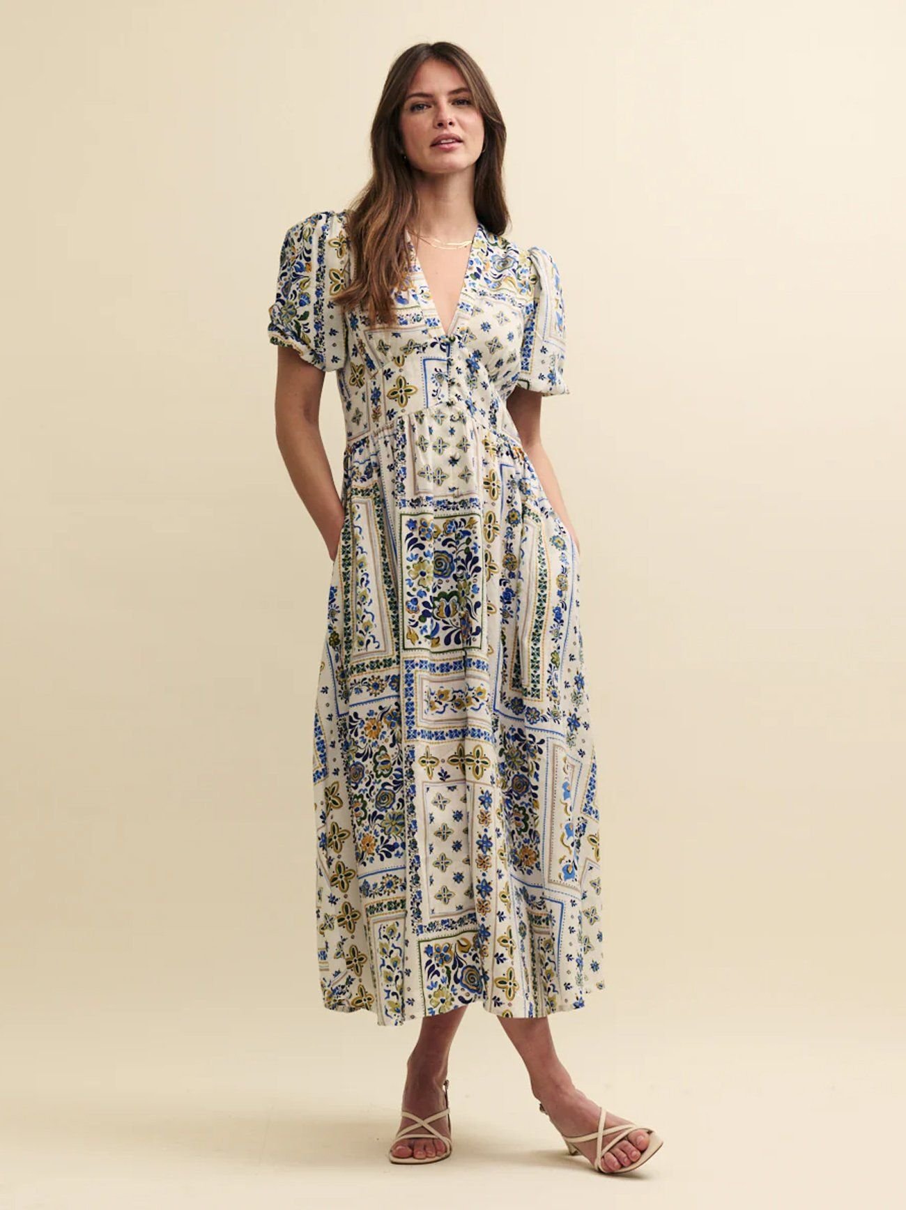 Nobody's Child Womens White Tile Starlight Midaxi Dress