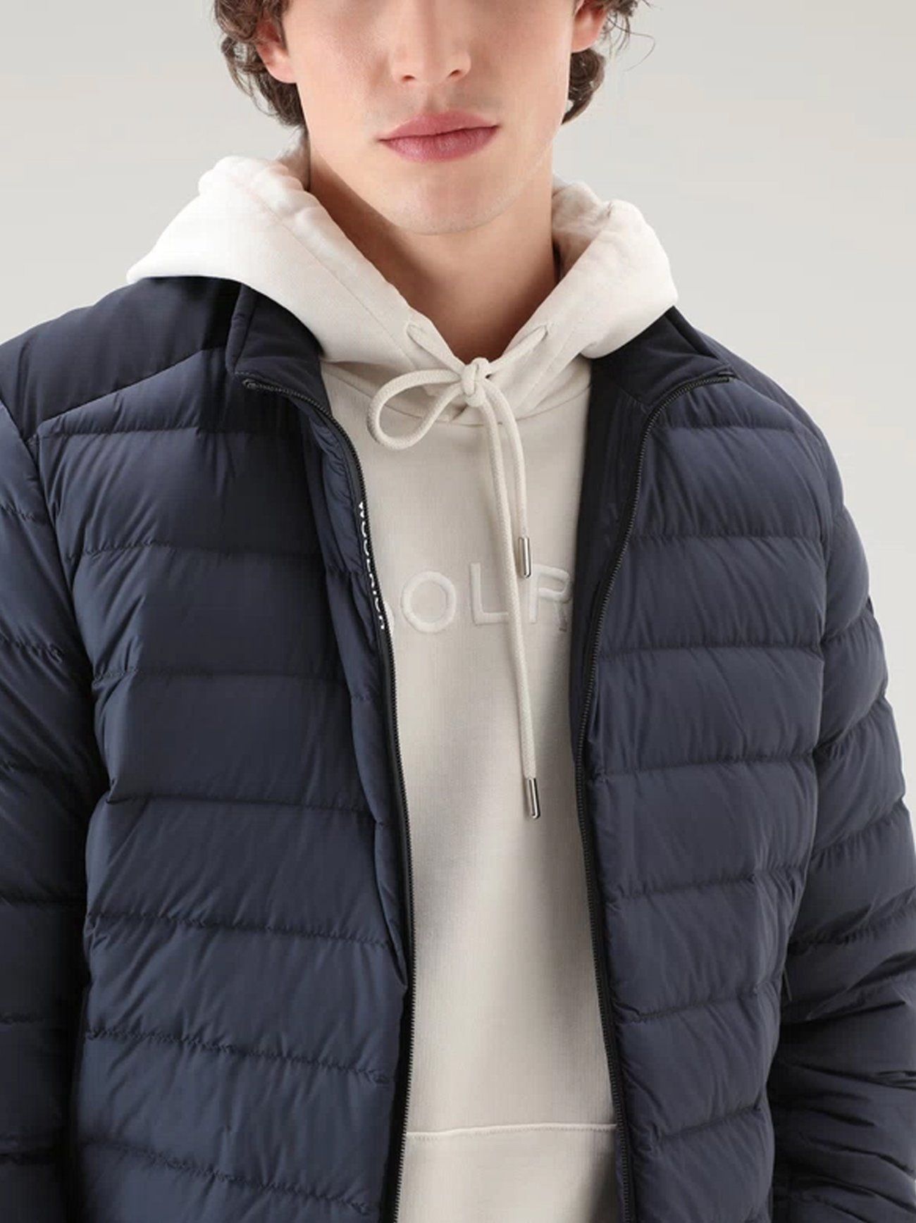 Woolrich Mens Melton Blue Bering Tech Jacket Designerwear Signup