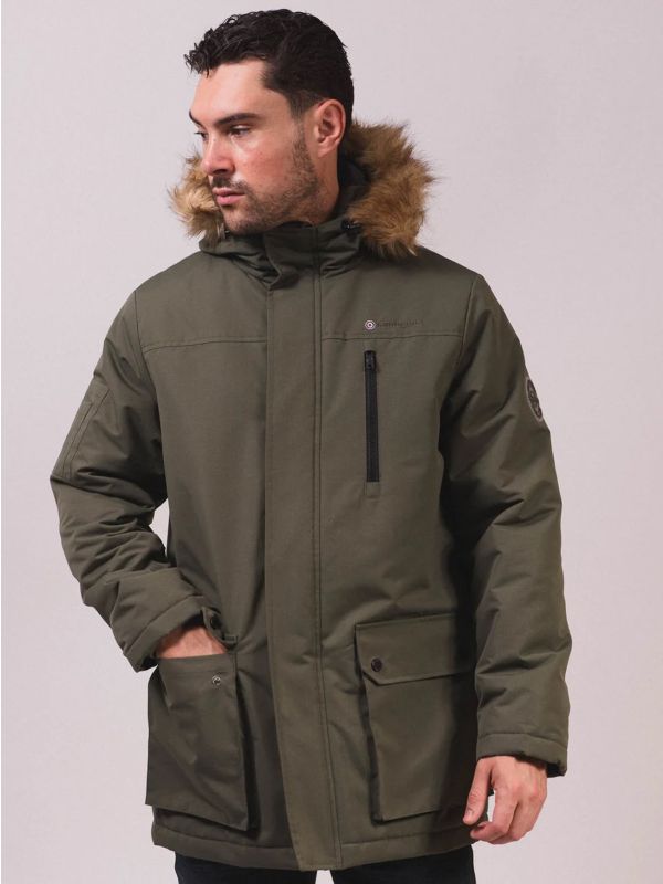 Lambretta Mens Khaki Utility Parka Jacket Designerwear