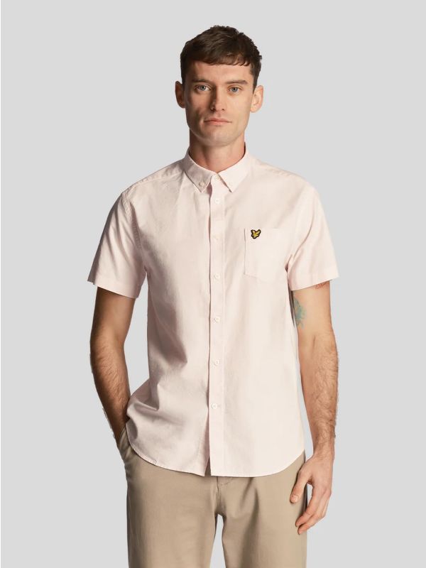 Lyle and Scott Mens Light Pink Short Sleeve Oxford Shirt