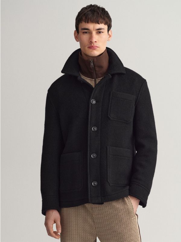 GANT Mens Black Short Wool Jacket Designerwear