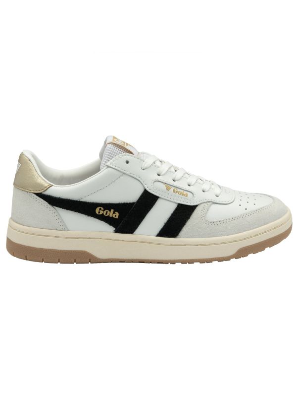 Gola Womens White Black Gold Gola Hawk Trainer Designerwear