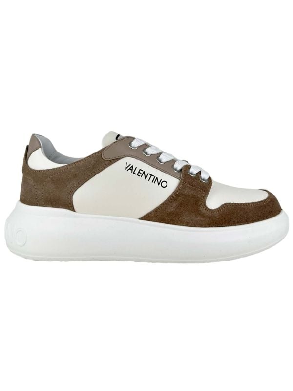 Valentino Mens White Taupe Bounce Trainer Designerwear