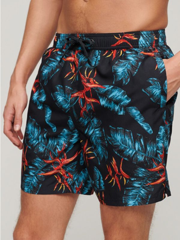 Superdry Mens Dark Navy Fire Hawaiian Recycled Swim Short - Main Image