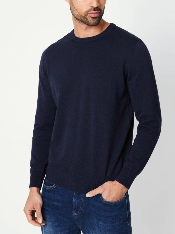 Aquascutum Mens Navy Active Club Check Sleeve Jumper Designerwear