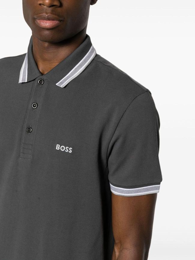 BOSS Mens Dark Grey Paddy Polo Shirt Designerwear