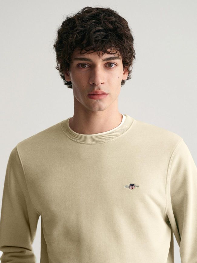Gant Men Cream Solid Crew Neck Sweatshirt main image 0