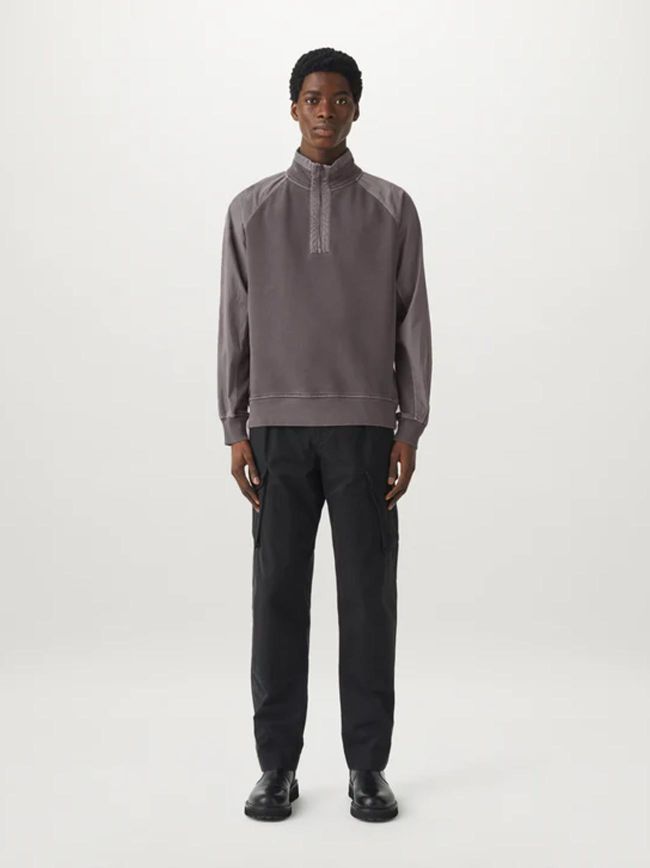 Belstaff Mens Slate Clifton Quarter Zip Sweatshirt Designerwear
