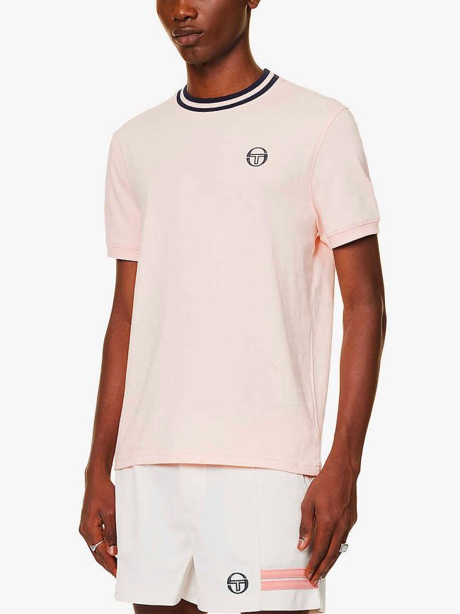 Sergio Tacchini Mens Seashell Pink Rainer TShirt Designerwear