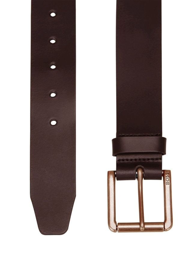 BOSS Mens Dark Brown Joris Leather Belt Designerwear