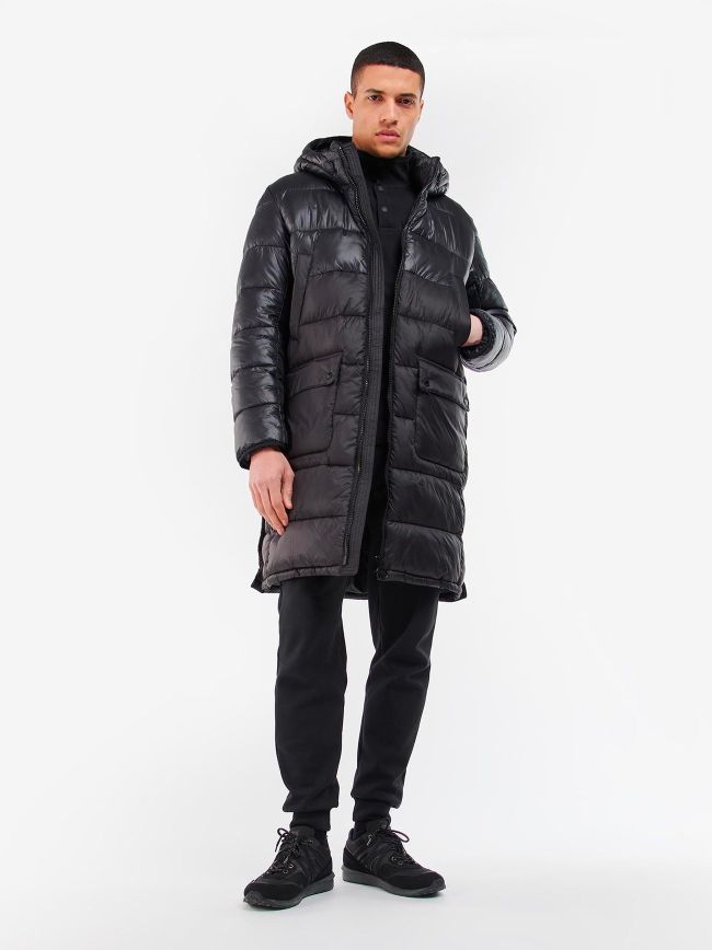 Barbour International Black Balfour Parka Quilted Jacket Designerwear Signup for an
