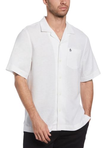 Mise au Green Chemise en Coton Blanc et Bleu avec Manches Longues et col américain