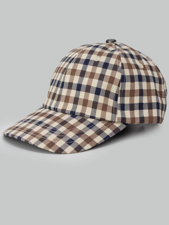 Aquascutum Mens Club Check Iconic Baseball Cap Designerwear