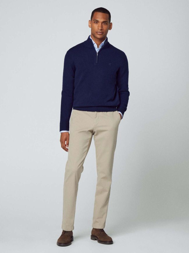 Hackett Mens Navy Lambswool Half Zip Jumper Designerwear