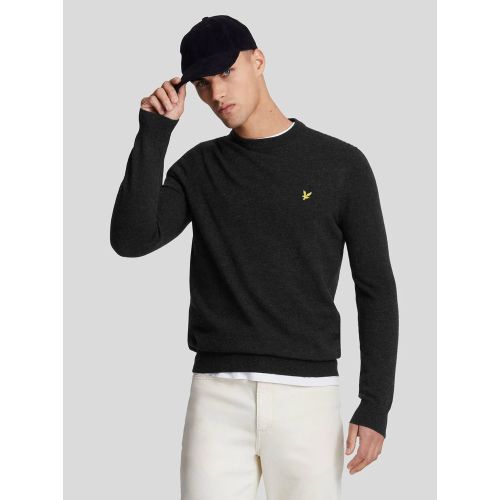 Lyle And Scott Men's Black Jet Marl Lambswool Blend Crew Neck Jumper