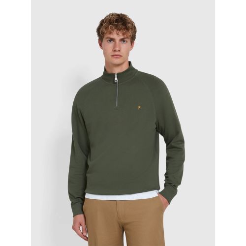 Farah Men's Green Rosemary Jim Quarter Zip Sweatshirt