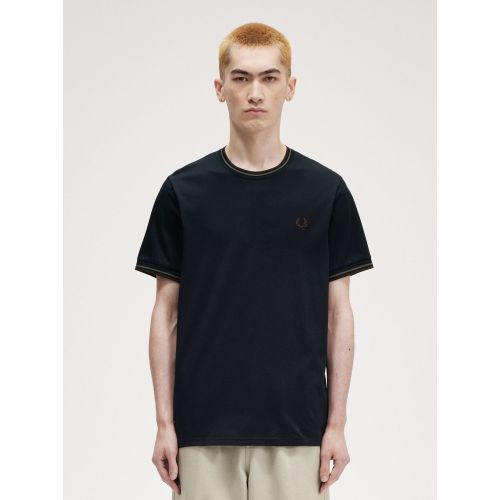 Fred Perry Men's Navy Laurel Wreath Green Twin Tipped T-Shirt