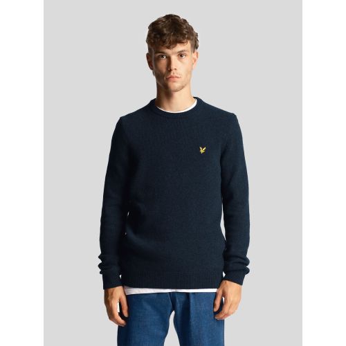Lyle And Scott Men's Navy Dark Marl Crew Neck Lambswool Blend Jumper