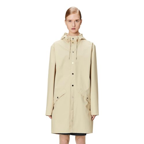 Rains Women's Beige Dune Long Essential Jacket