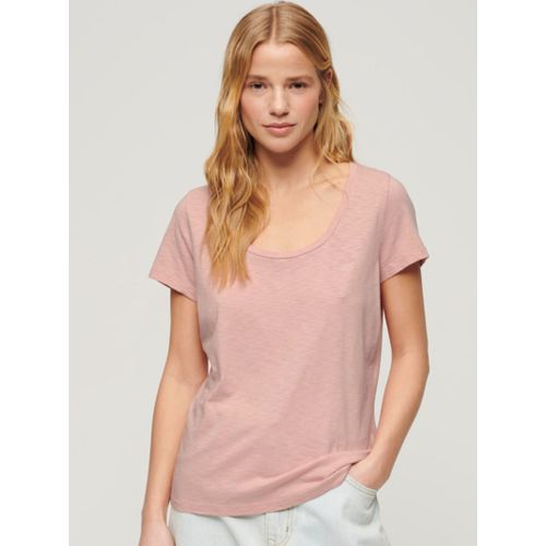 Superdry Women's Grey Pink Scoop Neck T-Shirt