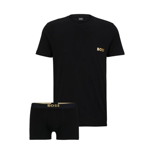Boss Mens Black T-Shirt & Trunk Gift Set - Black