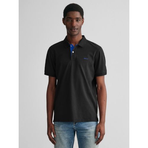 Gant Men's Black Contrast Pique Rugger Polo Shirt