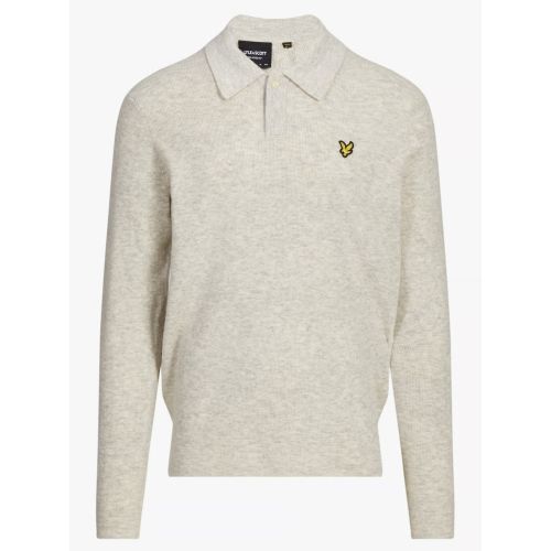 Lyle And Scott Men's Grey Light Marl Lambswool Blend Rugby Jumper