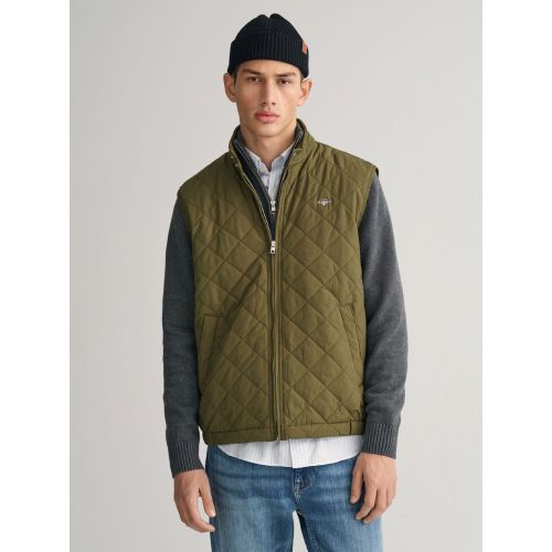 Gant Men's Green Juniper Quilted Windcheater Gilet Extra Large