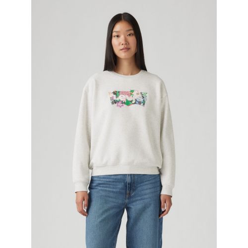 Levis Women's Grey Levi's Crew Coloring Book Flower Bw Fill Orbit Hthr Everyday Crew T-Shirt