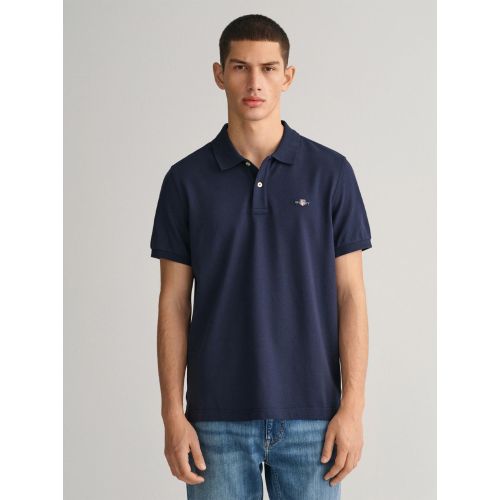 Gant Men's Blue Evening Shield Pique Polo Shirt