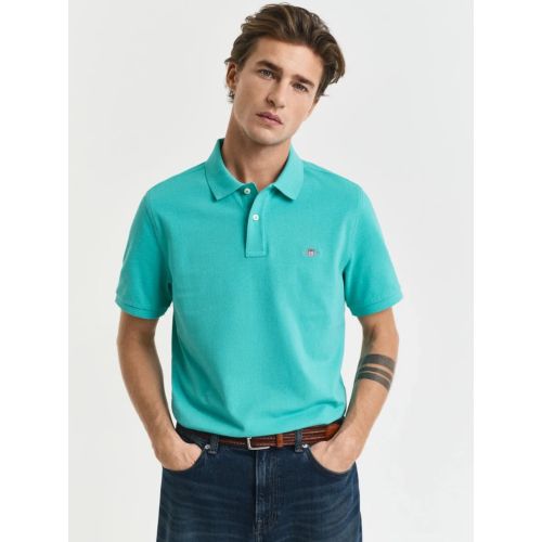 Gant Mens Blue Tropic Shield Pique Polo Shirt | Designer Wear