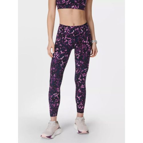 Sweaty Betty Womens Purple Lilypad Print Power 7/8 Workout Legging Size 7 | Designer Wear