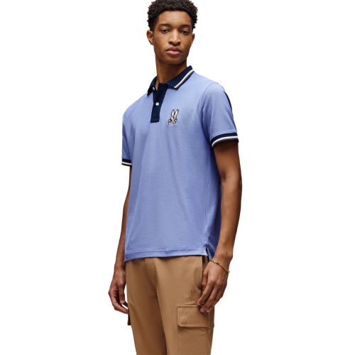 Psycho Bunny Mens Blue Ice Wade Pique Polo Shirt