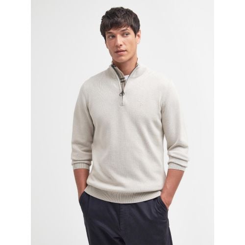 Barbour Mens Mist Cotton Half Zip Jumper Designerwear