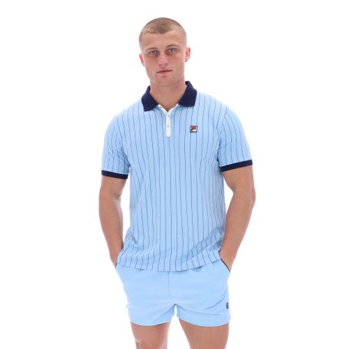 Fila Men's Blue Bell Navy Gardenia Bb1 Vintage Striped Polo Shirt