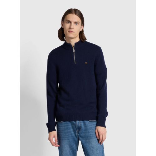 Farah Men's Navy True Birchall Quarter Zip Sweatshirt