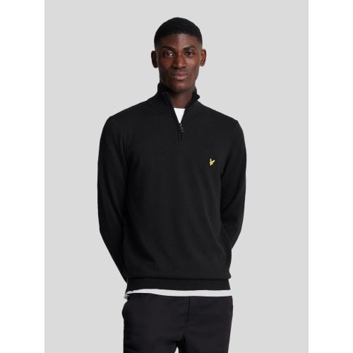 Lyle And Scott Men's Black Jet Merino Quarter Zip Jumper