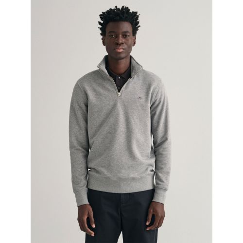Gant Men's Grey Melange Shield Half Zip Sweatshirt