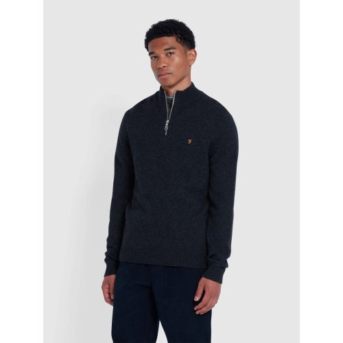 Farah Men's Black Oyster Birchall Quarter Zip Jumper
