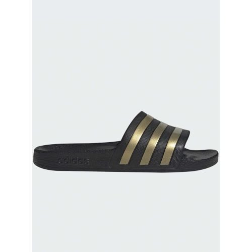 Adidas Mens Core Black Gold Metal Adilette Aqua Slide | UK 10