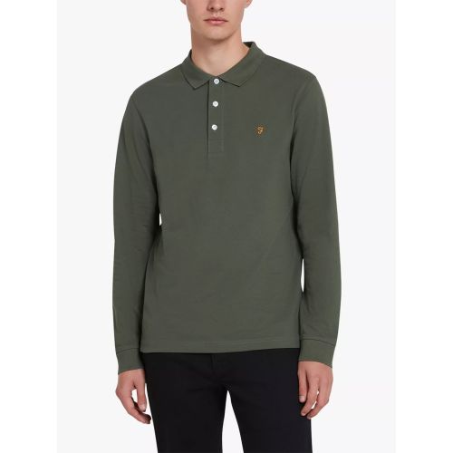 Farah Men's Green Rosemary Blanes Long Sleeve Polo Shirt